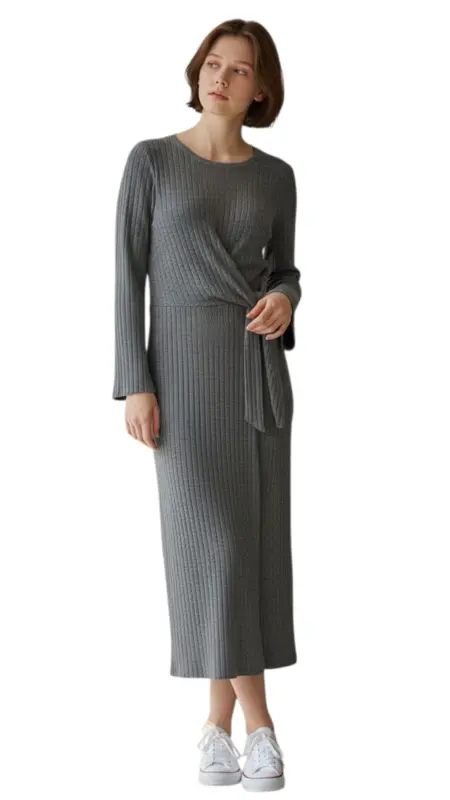 שמלת סיטי אפור חורפי