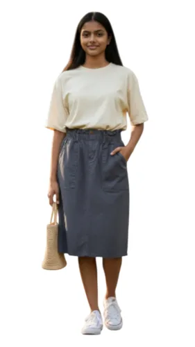 חצאית שילוב כיווץ אפור כהה