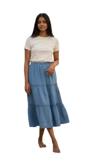 חצאית קומות ג'ינס תכלת 9258