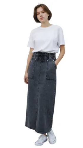 חצאית קורנית ג'ינס שחור