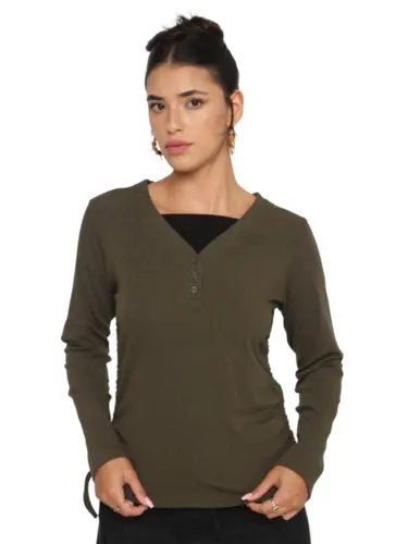 חולצת סריג כפתורים ירוק