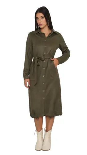 שמלת ג’מש גזרה ישרה בלון ירוק