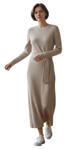 שמלת סיטי בז' חורפי