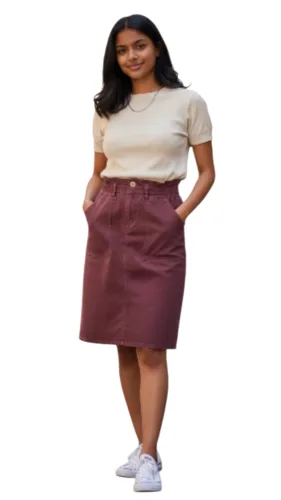 חצאית שילוב כיווץ בורדו
