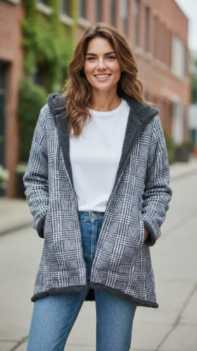 מעיל פליז אורית משבצות